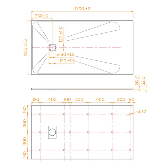 ДУШЕВОЙ ПОДДОН ПРЯМОУГОЛЬНЫЙ RGW TSS-W БЕЛЫЙ