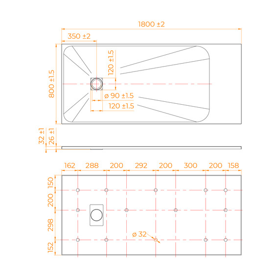 ДУШЕВОЙ ПОДДОН ПРЯМОУГОЛЬНЫЙ RGW TSS-W БЕЛЫЙ