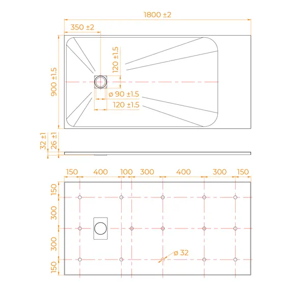 ДУШЕВОЙ ПОДДОН ПРЯМОУГОЛЬНЫЙ RGW TSS-W БЕЛЫЙ