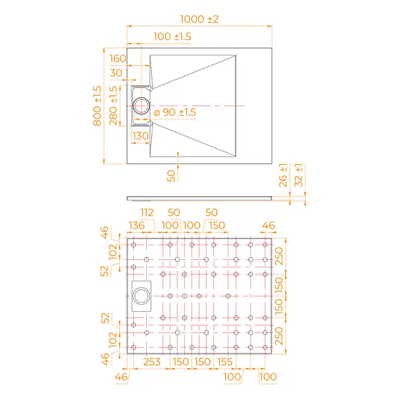 ДУШЕВОЙ ПОДДОН ПРЯМОУГОЛЬНЫЙ RGW TUS-W БЕЛЫЙ