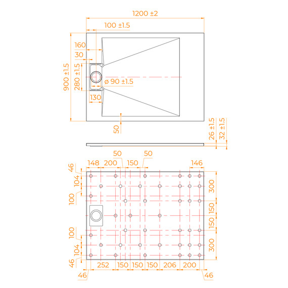 ДУШЕВОЙ ПОДДОН ПРЯМОУГОЛЬНЫЙ RGW TUS-W БЕЛЫЙ