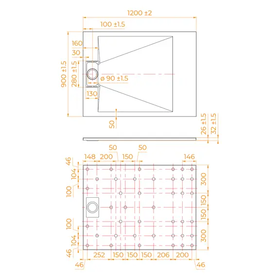 ДУШЕВОЙ ПОДДОН ПРЯМОУГОЛЬНЫЙ RGW TUS-W БЕЛЫЙ