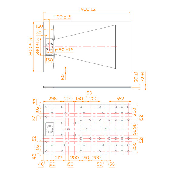 ДУШЕВОЙ ПОДДОН ПРЯМОУГОЛЬНЫЙ RGW TUS-W БЕЛЫЙ