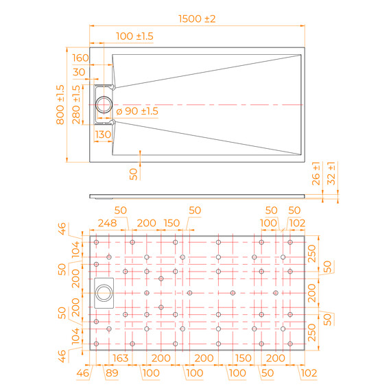 ДУШЕВОЙ ПОДДОН ПРЯМОУГОЛЬНЫЙ RGW TUS-W БЕЛЫЙ