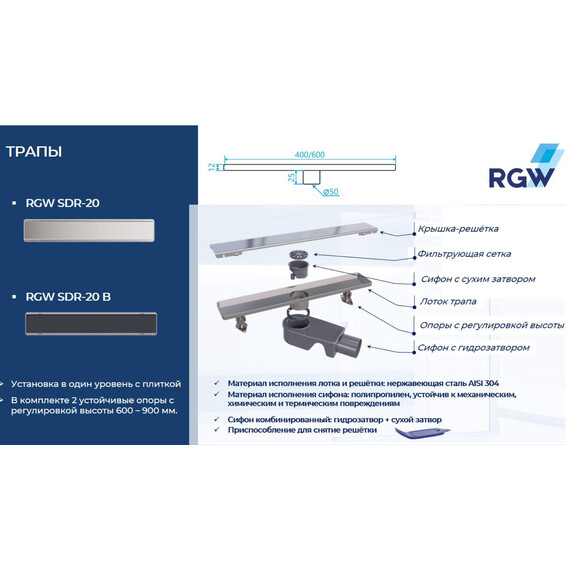 ДУШЕВОЙ ТРАП RGW SDR-20B