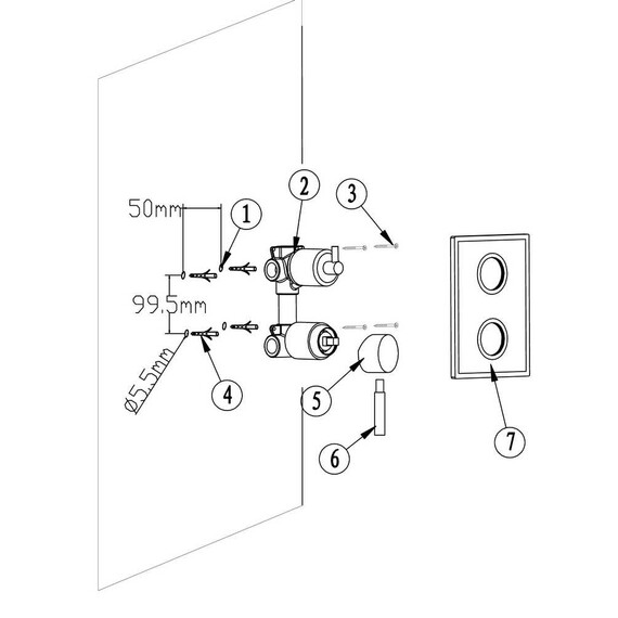 СМЕСИТЕЛЬ ДЛЯ ВСТРАИВАЕМОГО ДУША RGW GLLON SV009 BR