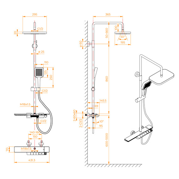ДУШЕВАЯ СТОЙКА RGW SP-34G