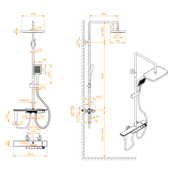 ДУШЕВАЯ СТОЙКА RGW SP-35GR