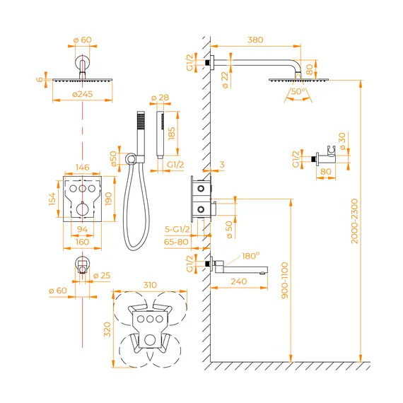 СИСТЕМА ДЛЯ ДУША ВСТРАИВАЕМАЯ RGW SP-370