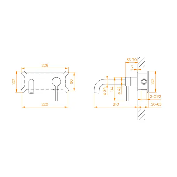 СМЕСИТЕЛЬ С ИЗЛИВОМ ВСТРАИВАЕМЫЙ RGW SP-45-11B
