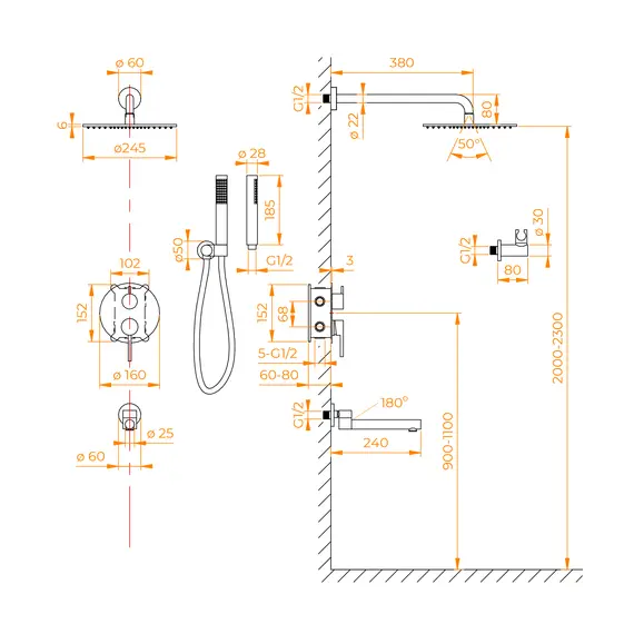 СИСТЕМА ДЛЯ ДУША ВСТРАИВАЕМАЯ RGW SP-55G