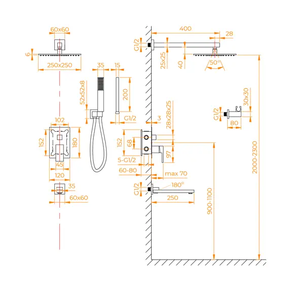 СИСТЕМА ДЛЯ ДУША ВСТРАИВАЕМАЯ RGW SP-56B