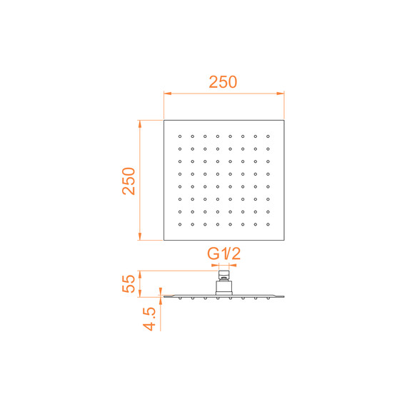 ВЕРХНИЙ ДУШ 3D КВАДРАТНЫЙ RGW SP-82