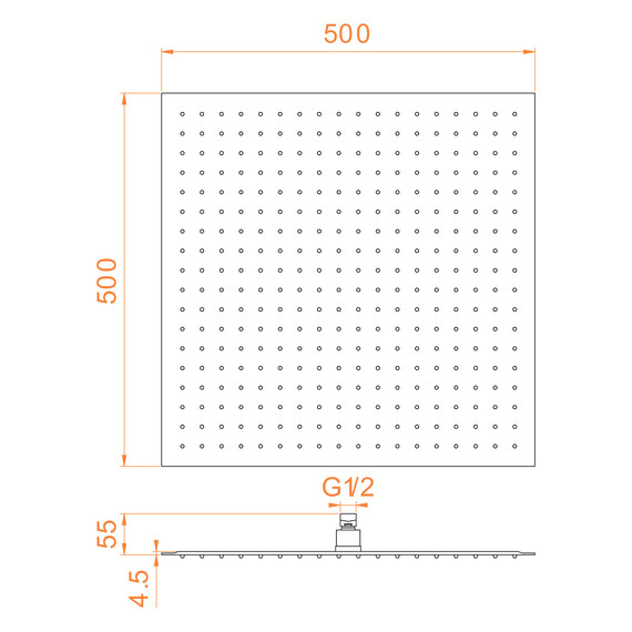 ВЕРХНИЙ ДУШ 3D КВАДРАТНЫЙ RGW SP-82