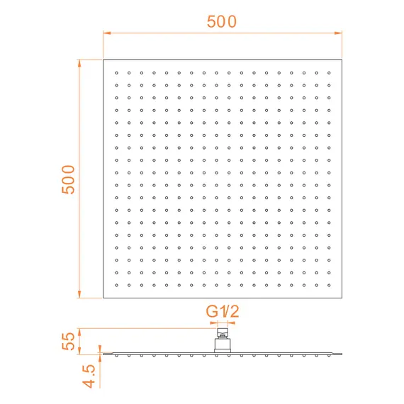 ВЕРХНИЙ ДУШ 3D КВАДРАТНЫЙ RGW SP-82