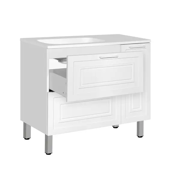 ТУМБА С РАКОВИНОЙ УНИВЕРСАЛЬНАЯ STYLE LINE "АЛЬБА", БАРСЕЛОНА 90 ЛЕВАЯ, ЛЮКС, БЕЛЫЙ, PLUS