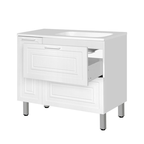 ТУМБА С РАКОВИНОЙ УНИВЕРСАЛЬНАЯ STYLE LINE "АЛЬБА", БАРСЕЛОНА 90 ПРАВАЯ, ЛЮКС, БЕЛЫЙ, PLUS