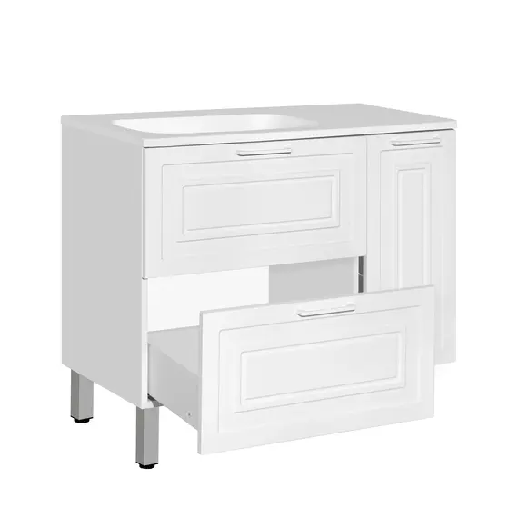 ТУМБА С РАКОВИНОЙ УНИВЕРСАЛЬНАЯ STYLE LINE "АЛЬБА", БАРСЕЛОНА 90 ЛЕВАЯ, ЛЮКС, БЕЛЫЙ, PLUS