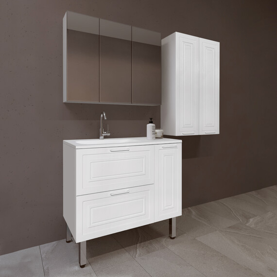 ТУМБА С РАКОВИНОЙ УНИВЕРСАЛЬНАЯ STYLE LINE "АЛЬБА", БАРСЕЛОНА 90 ЛЕВАЯ, ЛЮКС, БЕЛЫЙ, PLUS