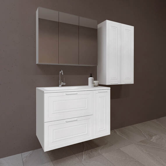 ТУМБА С РАКОВИНОЙ УНИВЕРСАЛЬНАЯ STYLE LINE "АЛЬБА", БАРСЕЛОНА 90 ЛЕВАЯ, ЛЮКС, БЕЛЫЙ, PLUS