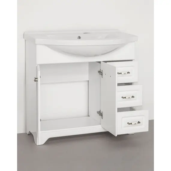 ТУМБА С РАКОВИНОЙ STYLE LINE ОЛЕАНДР-2 90 (3 ЯЩ.) ПОД УМЫВАЛЬНИК ЭЛЬБРУС 90, БЕЛАЯ