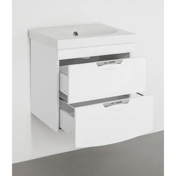 ТУМБА С РАКОВИНОЙ STYLE LINE ПОДВЕСНАЯ ЖАСМИН 2 (2 ЯЩ.), КОМО 60, ЛЮКС БЕЛАЯ, PLUS