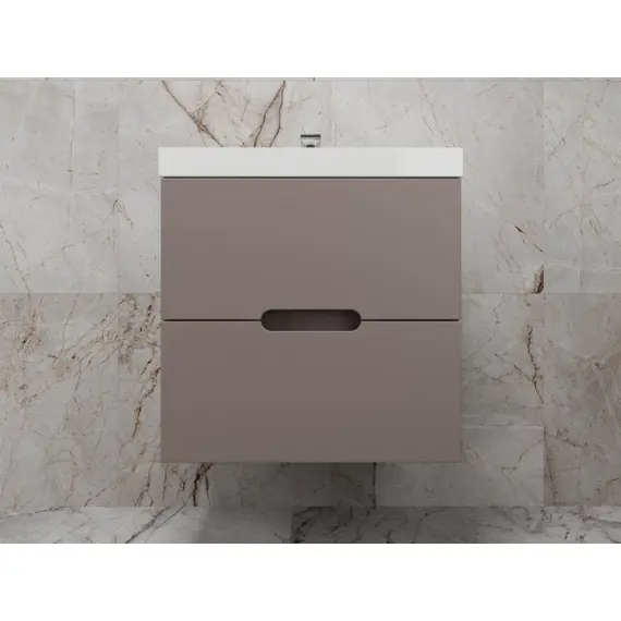 ТУМБА ПОДВЕСНАЯ STYLE LINE "МАТИС 60", CLASSIC 60, (2 ЯЩИКА), ТАУП ТЕМНЫЙ, ЭМАЛЬ