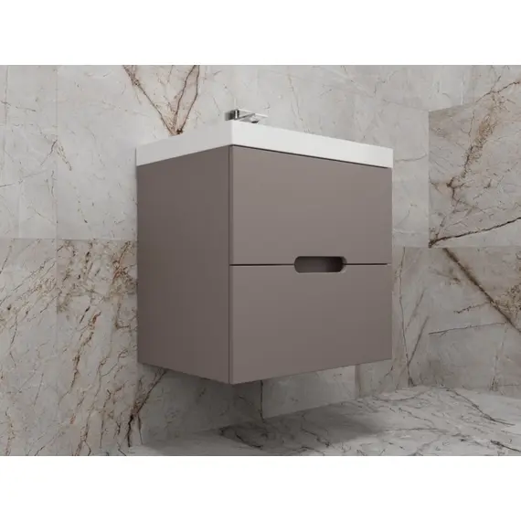 ТУМБА ПОДВЕСНАЯ STYLE LINE "МАТИС 60", CLASSIC 60, (2 ЯЩИКА), ТАУП ТЕМНЫЙ, ЭМАЛЬ