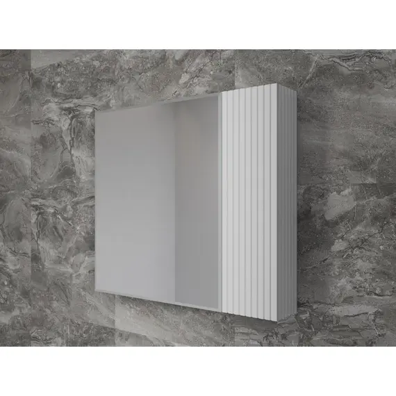 ЗЕРКАЛЬНЫЙ ШКАФ STYLE LINE «СТОКГОЛЬМ» 80 СМ БЕЛЫЙ РИФЛЕНЫЙ СОФТ