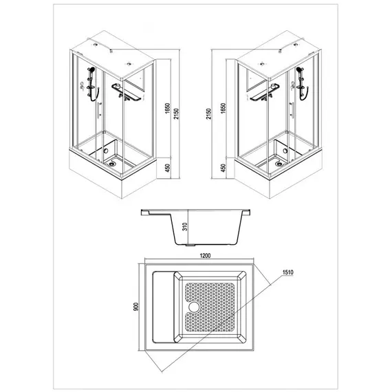 КАБИНА ДУШЕВАЯ ESBANO EST-129 CKRB