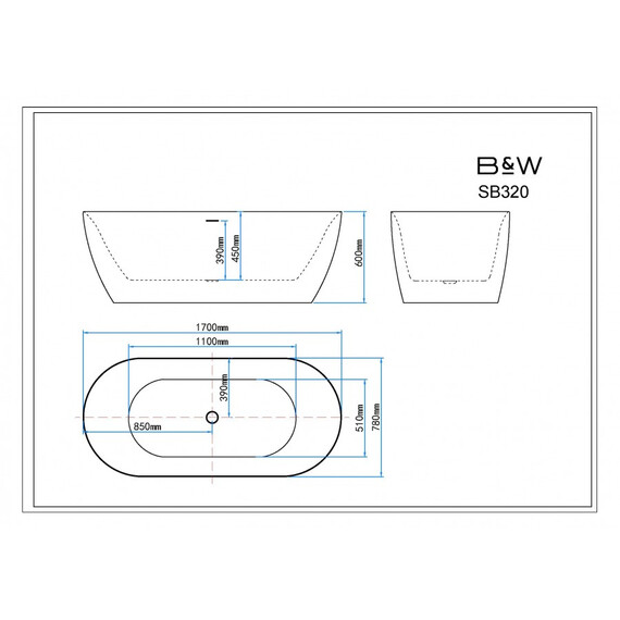 АКРИЛОВАЯ ВАННА BLACK & WHITE SB320