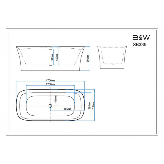 АКРИЛОВАЯ ВАННА BLACK & WHITE SB335
