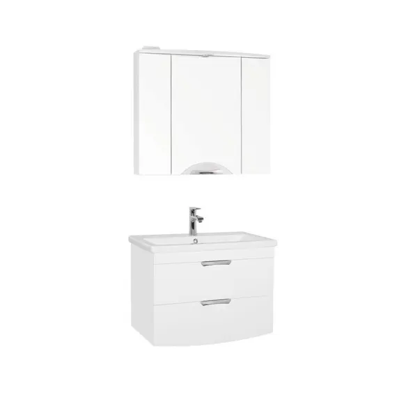 ТУМБА С РАКОВИТИНОЙ ПОДВЕСНАЯ STYLE LINE "ЖАСМИН 2", КОМО 80, ЛЮКС БЕЛАЯ, PLUS