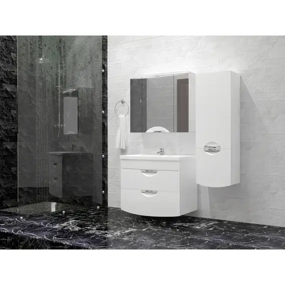 ТУМБА С РАКОВИТИНОЙ ПОДВЕСНАЯ STYLE LINE "ЖАСМИН 2", КОМО 80, ЛЮКС БЕЛАЯ, PLUS