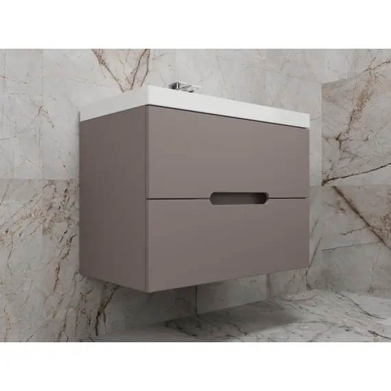 ТУМБА ПОДВЕСНАЯ STYLE LINE "МАТИС 80", CLASSIC 80, (2 ЯЩИКА), ТАУП ТЕМНЫЙ, ЭМАЛЬ