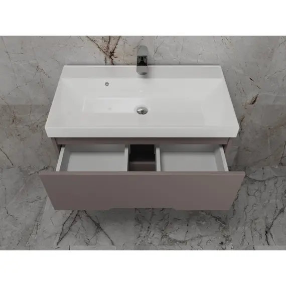 ТУМБА ПОДВЕСНАЯ STYLE LINE "МАТИС 80", CLASSIC 80, (2 ЯЩИКА), ТАУП ТЕМНЫЙ, ЭМАЛЬ