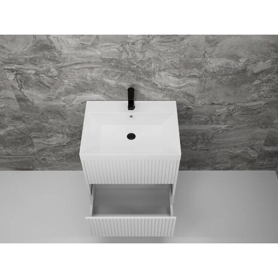 ТУМБА ПОДВЕСНАЯ STYLE LINE "СТОКГОЛЬМ 60", CLASSIC 60, (2 ЯЩ.) БЕЛЫЙ РИФЛЕНЫЙ СОФТ, PUSH