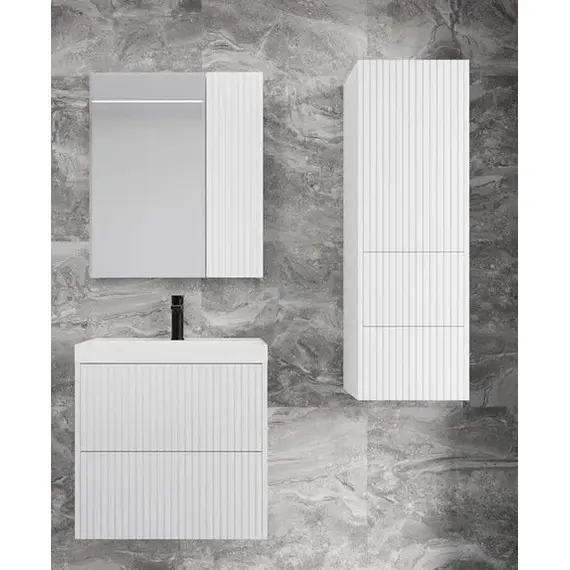 ТУМБА ПОДВЕСНАЯ STYLE LINE "СТОКГОЛЬМ 60", CLASSIC 60, (2 ЯЩ.) БЕЛЫЙ РИФЛЕНЫЙ СОФТ, PUSH