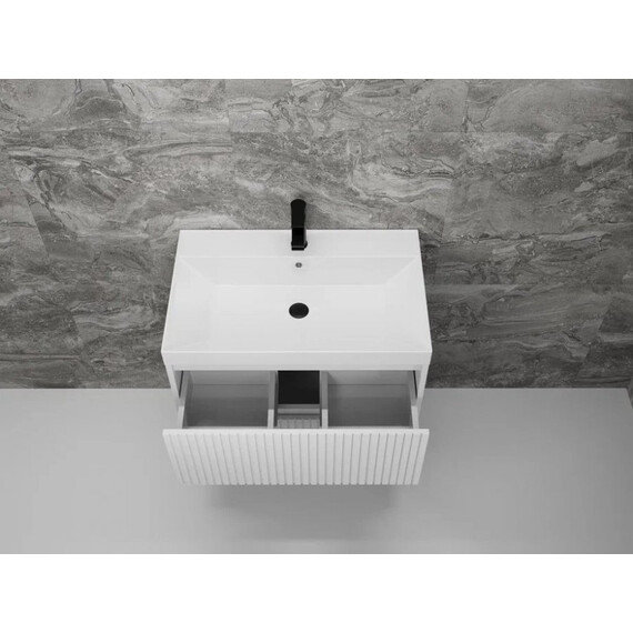 ТУМБА ПОДВЕСНАЯ STYLE LINE "СТОКГОЛЬМ 70", CLASSIC 70, (2 ЯЩ.) БЕЛЫЙ РИФЛЕНЫЙ СОФТ, PUSH