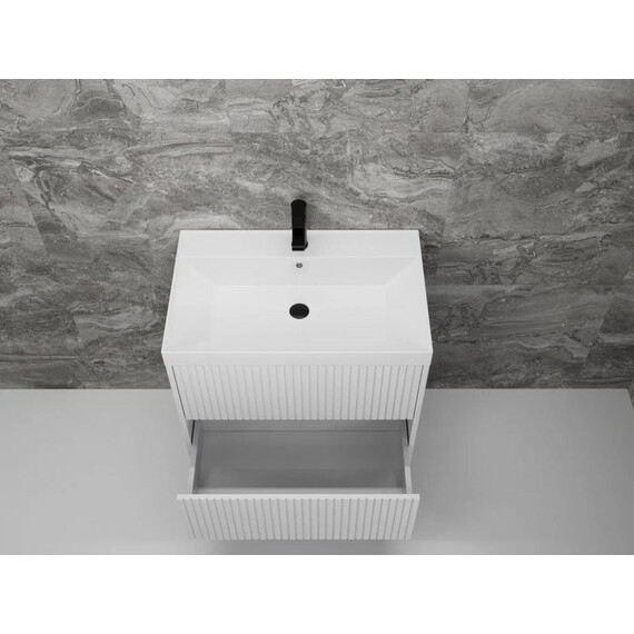 ТУМБА ПОДВЕСНАЯ STYLE LINE "СТОКГОЛЬМ 70", CLASSIC 70, (2 ЯЩ.) БЕЛЫЙ РИФЛЕНЫЙ СОФТ, PUSH