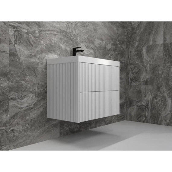 ТУМБА ПОДВЕСНАЯ STYLE LINE "СТОКГОЛЬМ 70", CLASSIC 70, (2 ЯЩ.) БЕЛЫЙ РИФЛЕНЫЙ СОФТ, PUSH