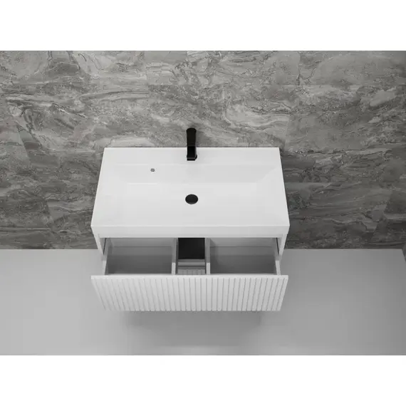 ТУМБА ПОДВЕСНАЯ STYLE LINE "СТОКГОЛЬМ 80", CLASSIC 80, (2 ЯЩ.) БЕЛЫЙ РИФЛЕНЫЙ СОФТ, PUSH