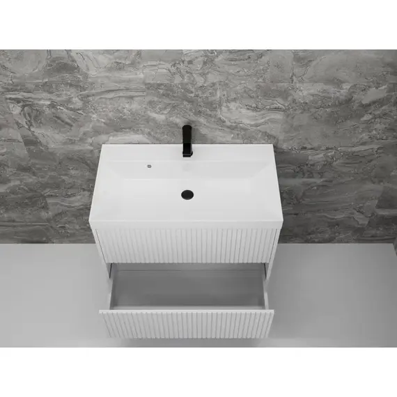 ТУМБА ПОДВЕСНАЯ STYLE LINE "СТОКГОЛЬМ 80", CLASSIC 80, (2 ЯЩ.) БЕЛЫЙ РИФЛЕНЫЙ СОФТ, PUSH