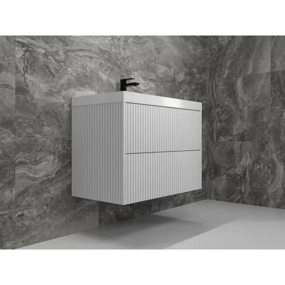 ТУМБА ПОДВЕСНАЯ STYLE LINE "СТОКГОЛЬМ 80", CLASSIC 80, (2 ЯЩ.) БЕЛЫЙ РИФЛЕНЫЙ СОФТ, PUSH