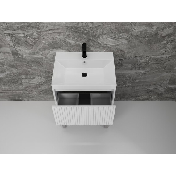 ТУМБА НАПОЛЬНАЯ STYLE LINE "СТОКГОЛЬМ 60", CLASSIC 60, (2 ЯЩ.) БЕЛЫЙ РИФЛЕНЫЙ СОФТ, PUSH