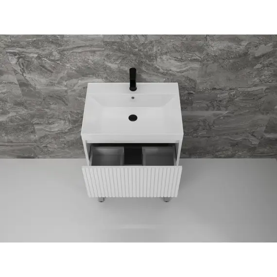 ТУМБА НАПОЛЬНАЯ STYLE LINE "СТОКГОЛЬМ 60", CLASSIC 60, (2 ЯЩ.) БЕЛЫЙ РИФЛЕНЫЙ СОФТ, PUSH