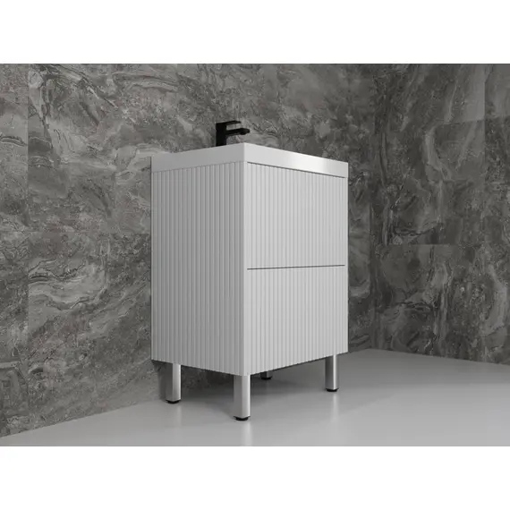 ТУМБА НАПОЛЬНАЯ STYLE LINE "СТОКГОЛЬМ 60", CLASSIC 60, (2 ЯЩ.) БЕЛЫЙ РИФЛЕНЫЙ СОФТ, PUSH