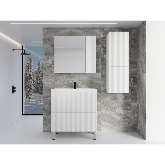 ТУМБА НАПОЛЬНАЯ STYLE LINE "СТОКГОЛЬМ 60", CLASSIC 60, (2 ЯЩ.) БЕЛЫЙ РИФЛЕНЫЙ СОФТ, PUSH