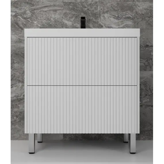 ТУМБА НАПОЛЬНАЯ STYLE LINE "СТОКГОЛЬМ 80", CLASSIC 80, (2 ЯЩ.) БЕЛЫЙ РИФЛЕНЫЙ СОФТ, PUSH