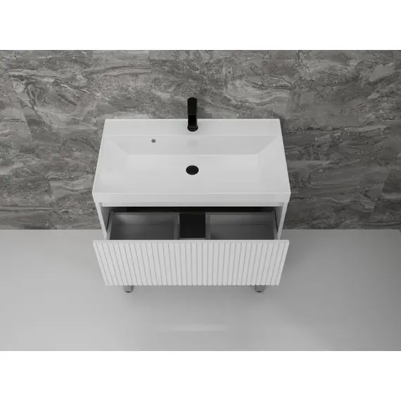 ТУМБА НАПОЛЬНАЯ STYLE LINE "СТОКГОЛЬМ 80", CLASSIC 80, (2 ЯЩ.) БЕЛЫЙ РИФЛЕНЫЙ СОФТ, PUSH